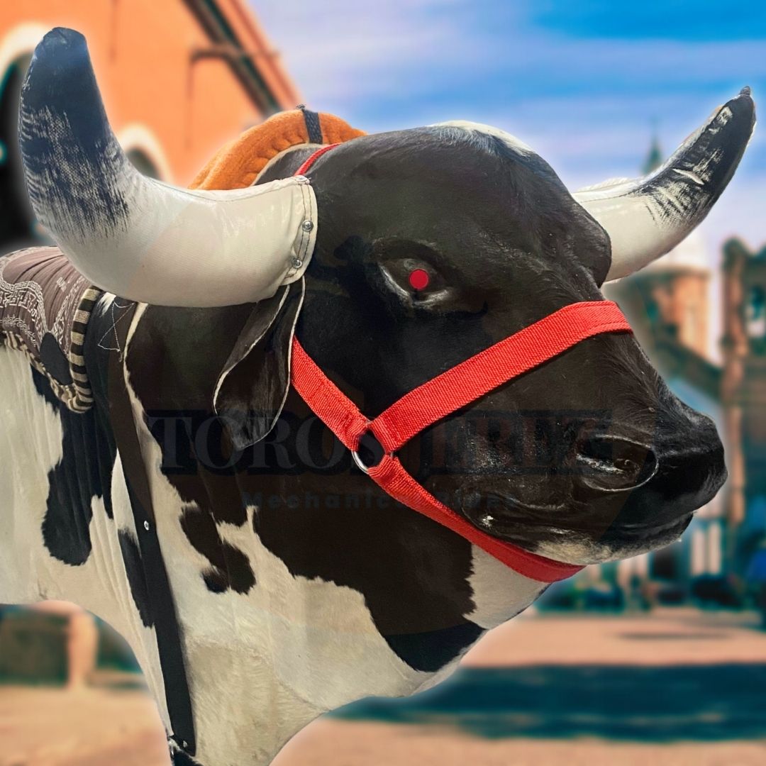 Toro Mecánico Piel Realista con Ojos LED, Cámara de Humo y Bramido | Profesional para Eventos | Toros Jerez | USA Mechanical Bull