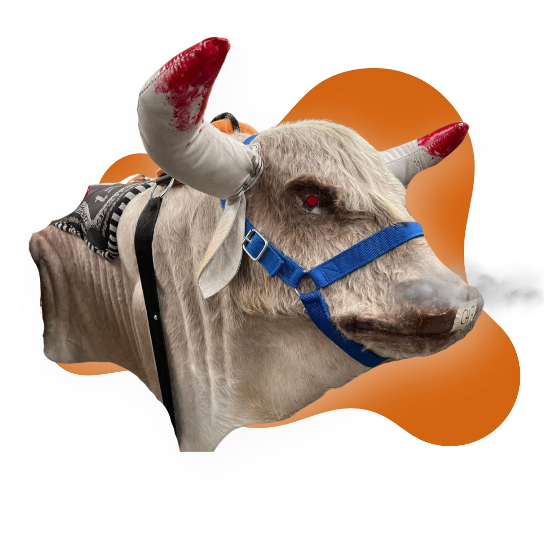 Toro Mecánico Piel, Ojos Led, Cámara de Humo y Bramido