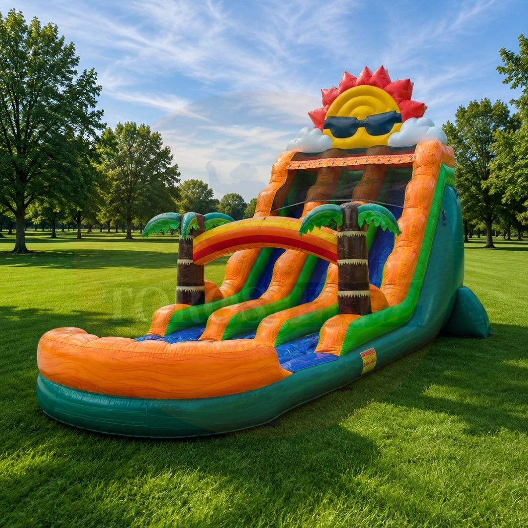 Water Slide Comercial 33 x 18 x 11 ft Solecito | Sun Water Slide con Alberca | Toros Jerez