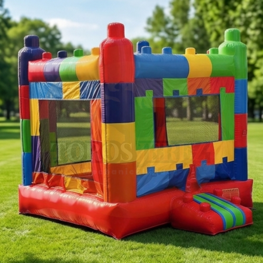 Jumper Comercial 13 x 13 ft Casa LEGO | LEGO Bounce House en Venta | Toros Jerez