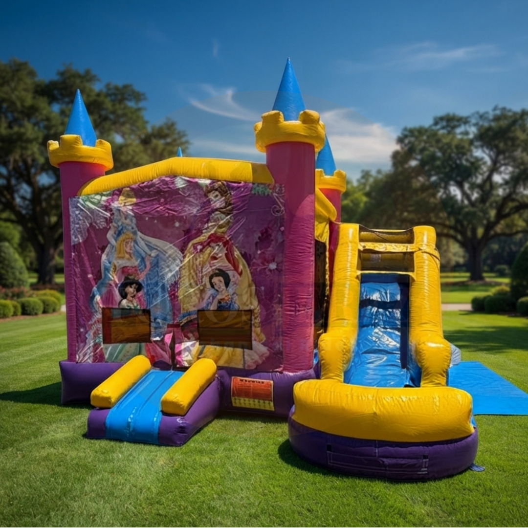 Jumper Combo 17x17 ft Castillo de Princesas con Resbaladilla | Seco y Agua | Toros Jerez