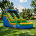 Water Slide Comercial Delfines Doble Línea con Alberca | Inflable 23x11x16 ft | Toros Jerez