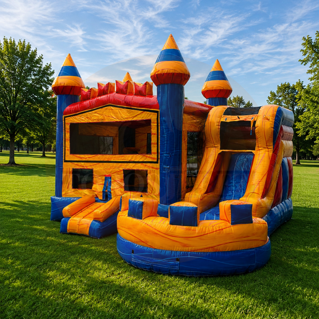 Jumper Combo 17 x 17 ft Castillo con Resbaladilla | Seco y Agua | Toros Jerez
