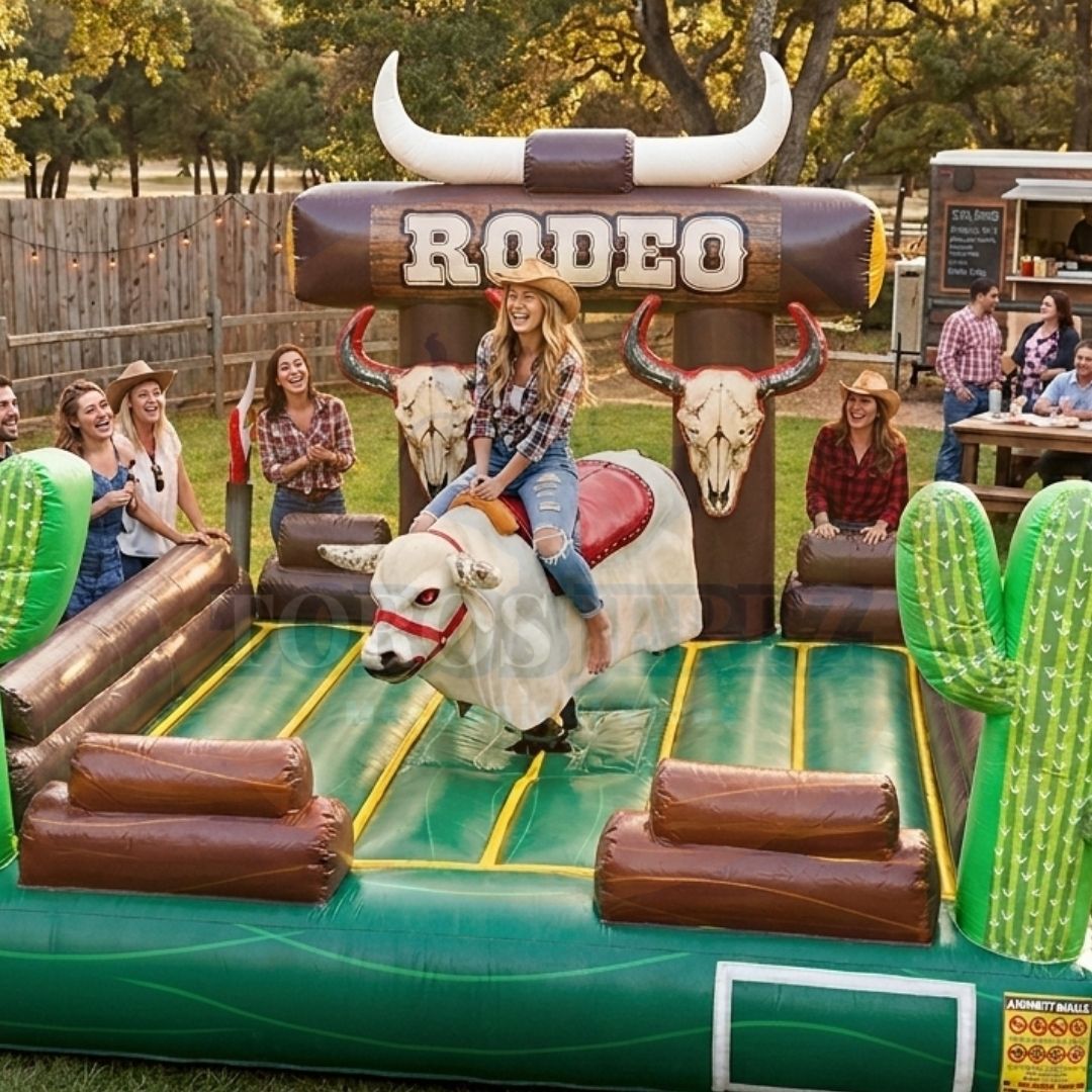 Toro Mecánico Piel Realista con Ojos LED, Cámara de Humo y Bramido | Profesional para Eventos | Toros Jerez | USA Mechanical Bull