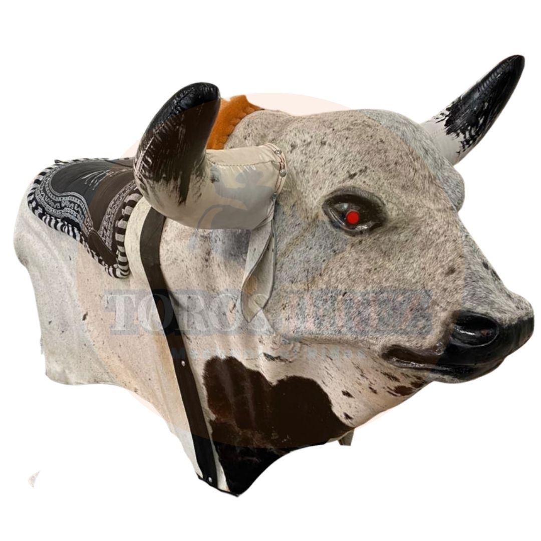 Toro Mecánico Piel Realista con Ojos LED, Cámara de Humo y Bramido | Profesional para Eventos | Toros Jerez | USA Mechanical Bull